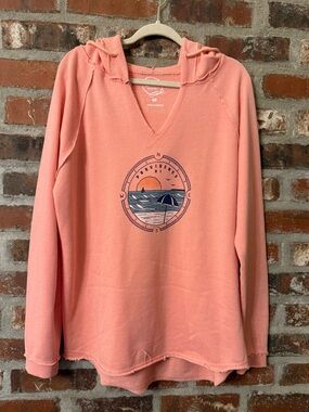 T82 - Coral Hooded Providence, RI Pullover with Sunset Graphic